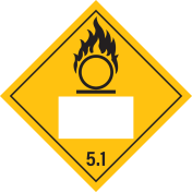 Gevaarsetiket Oxiderende Stoffen 5.1 - sticker met un nummer - ADR, ADN, IMO, IMDG, RID en IATA