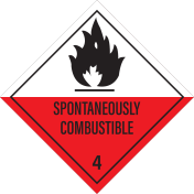 Gevaarsetiket Spontaneously Combustible 4.2 - sticker - ADR, ADN, IMO, IMDG, RID en IATA