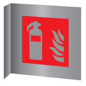 Aluminium haaks bord met brandblusser pictogram volgens ISO7010 - F001