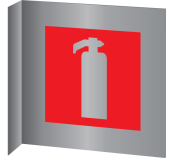 Aluminium haaks bord met brandblusser pictogram