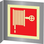 Aluminium haaks bord met fotoluminescerend brandhaspel pictogram