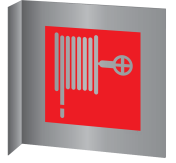Aluminium haaks bord met brandhaspel pictogram