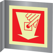 Aluminium haaks bord met fotoluminescerend brandmelder pictogram