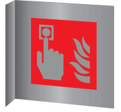 Aluminium haaks bord met brandmelder pictogram volgens ISO7010 - F005