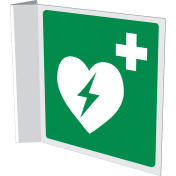 Haaks bord met pictogram AED - ISO 7010