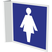 Haaks bord met pictogram dame voor aanduiding  ruimte toilet of kleedruimte