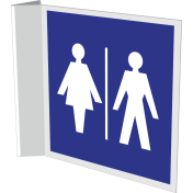 Haaks bordje met pictogram voor aanduiding ruimte voor dames en heren