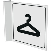 Wit haaks bord met pictogram voor aanduiden garderobe