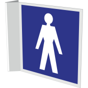 Haaks bordje voor aanduiding ruimte voor heren