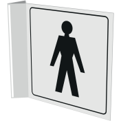 Haaks bordje met pictogram voor aanduiden ruimte voor heren