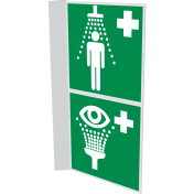 Haaks bord met pictogram nooddouche en oogdouche