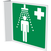 Haaks bord met pictogram nooddouche ISO 7010