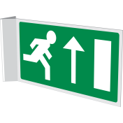 Dubbelzijdig haaks bord met pictogram nooduitgang rechtdoor