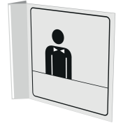 Haaks wit bord met pictogram voor aanduiden receptie
