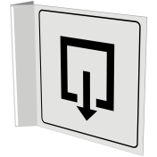 Wit haaks bord met pictogram voor aanduiden uitgang