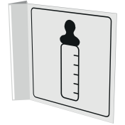 Wit haaks bord met pictogram fles voor aanduiden voedingsruimte