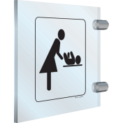 Dubbelzijdig plexiglas haaks bord met pictogram voor het aanduiden van een verschoningsruimte