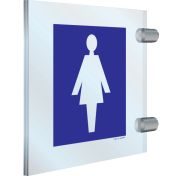 Haaks plexiglas bordje met pictogram voor aanduiding ruimte voor dames
