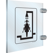 Dubbelzijdig plexiglas haaks bord met pictogram douche geschikt voor dames