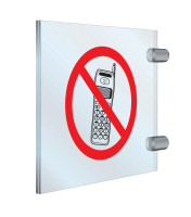 Plexiglas haaks dubbelzijdig bord met pictogram Mobiele telefoons verboden