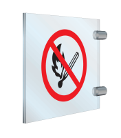Plexiglas haaks bord met pictogram Roken en open vuur verboden ISO7010 - P003