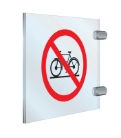 Plexiglas haaks dubbelzijdig bord met pictogram Verboden fietsen te plaatsen