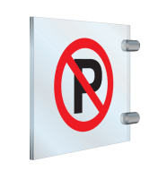 Plexiglas haaks dubbelzijdig bord met pictogram Verboden te parkeren