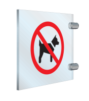 Plexiglas haaks dubbelzijdig bord met pictogram Honden verboden ISO7010 - P021