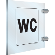 Dubbelzijdig plexiglas haaks bord voor het aanduiden van een toilet