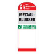 Identificatie sticker voor het gebruik van een metaalblusser