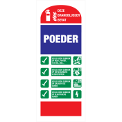 Identificatie sticker voor het gebruik van een poederblusser