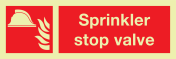 IMO Sign and text Sprinkler stop valve
