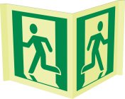 Fotoluminescerend panorama bord met IMO pictogram nooduitgang