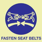 Fotoluminescerende sticker met IMO Sign Fasten Seat Belts