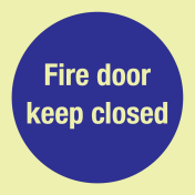 Fotoluminescerende sticker met IMO Sign Fire door keep closed