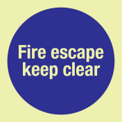 Fotoluminescerende sticker met IMO Sign Fire escape keep clear