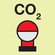 IMO Sign fixed Co2 extinguishing bottle in protected area