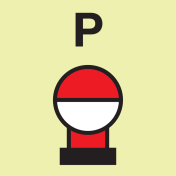 IMO Sign fixed Powder extinguishing bottle in protected area