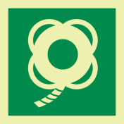 Fotoluminescerende sticker met IMO pictogram reddingsboei met lijn