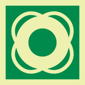 Fotoluminescerende sticker met IMO pictogram reddingsboei