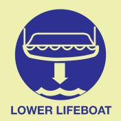 Fotoluminescerende sticker met IMO Sign Lower Lifeboat