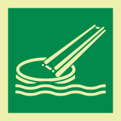 Fotoluminescerende sticker met IMO pictogram evacuatie glijbaan