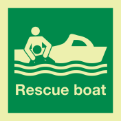 Fotoluminescerende sticker met IMO pictogram van een reddingsboot