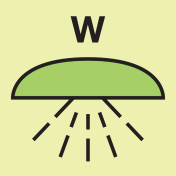 IMO Sign Space protected by water extinguishing system