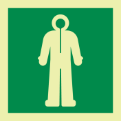 Fotoluminescerende sticker met IMO pictogram overlevingspak