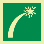 Fotoluminescerende sticker met IMO pictogram noodsignaal