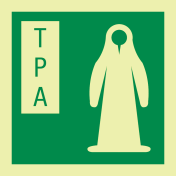 Fotoluminescerende sticker met IMO pictogram Thermische Bescherming