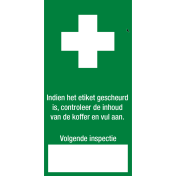 Inspectie en controle label / etiket voor EHBO koffer