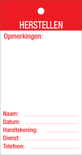 Inspectietag Herstellen (NL) - PVC Label