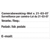 Invulsticker voor adresgegevens camerabewaking NLFR